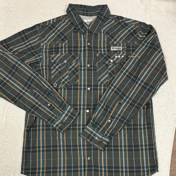 Columbia PFG Omni shade Men's Casual Plaid button down long sleeve medium - Picture 1 of 8